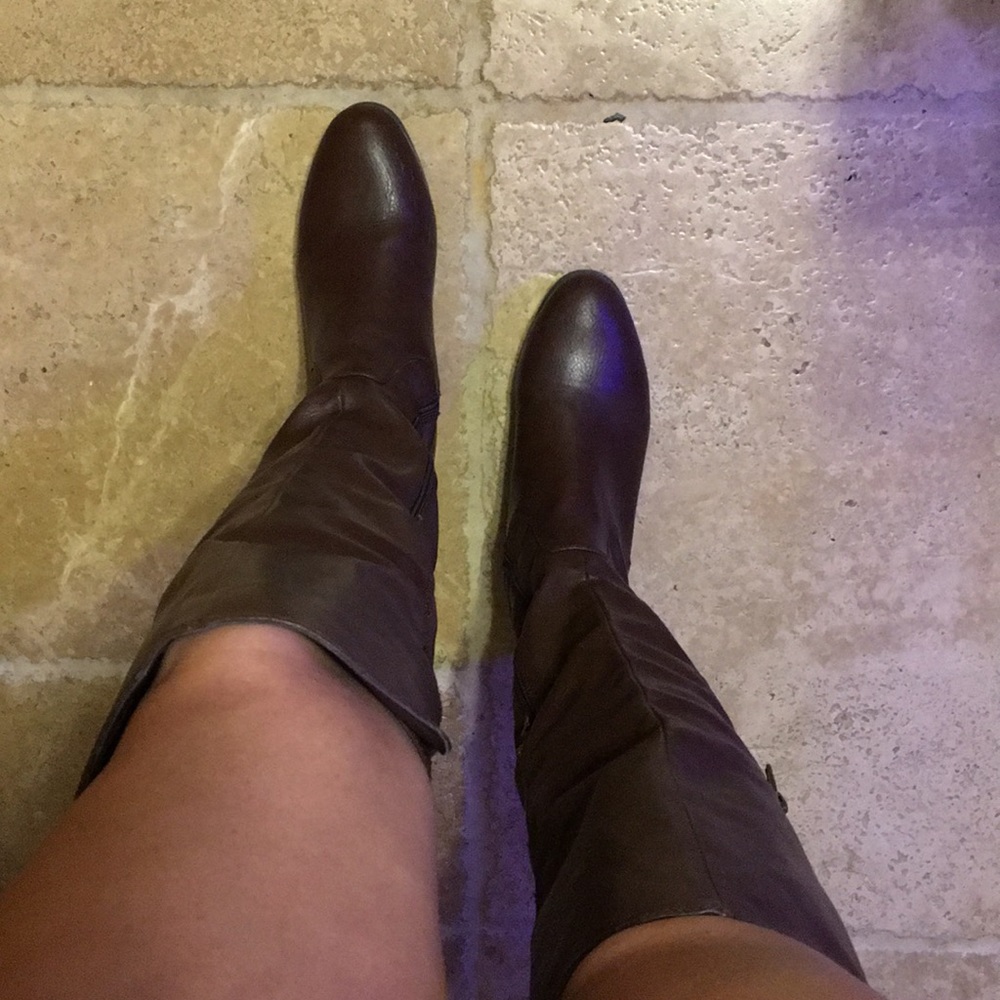 Over the knee brown boots
